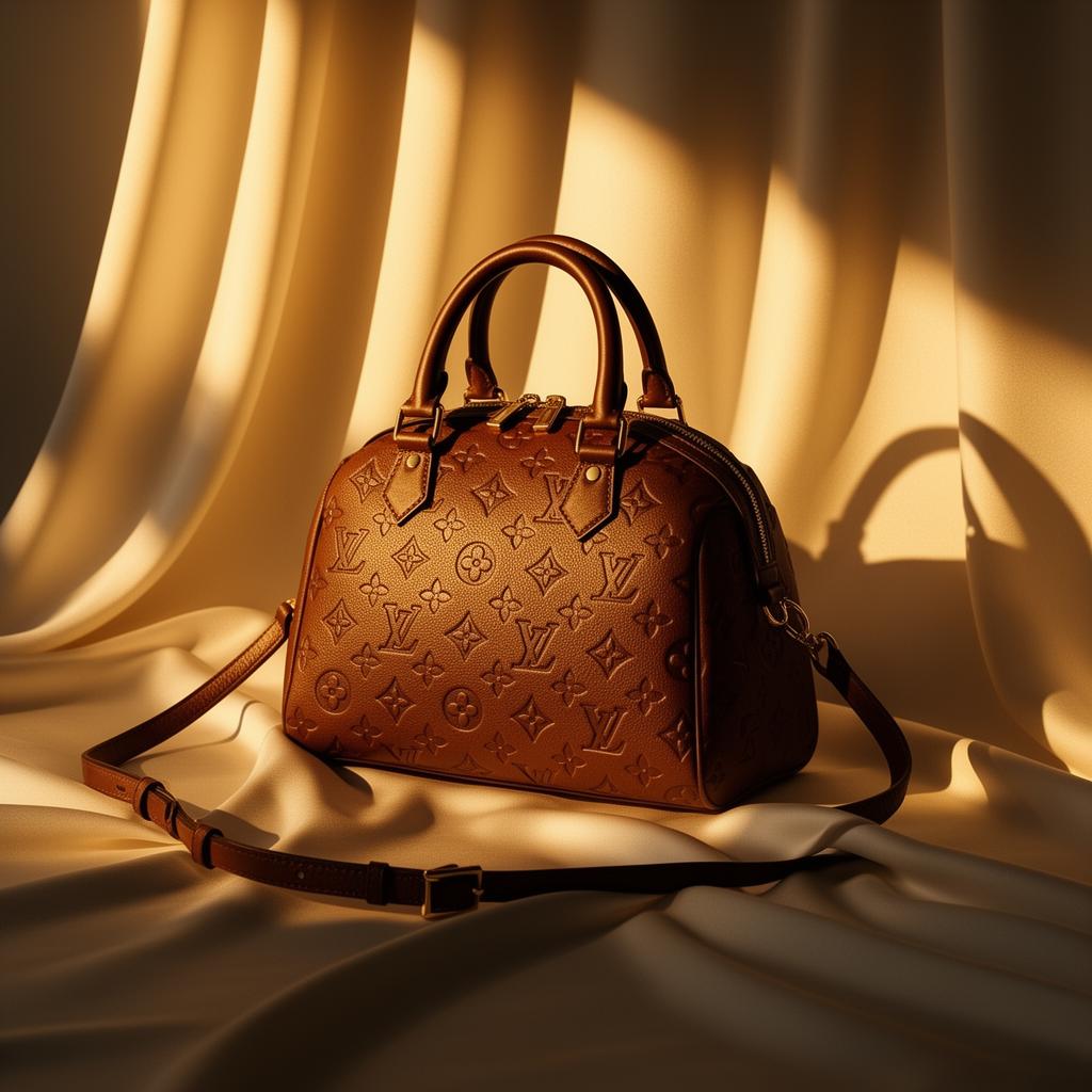 Luxury monogram bag on silk