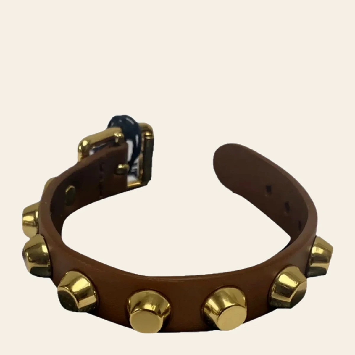 Prada Studded Leather Bracelet — Brown